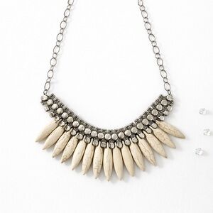 Vintage Silver and Cream Stone Statement Necklace
